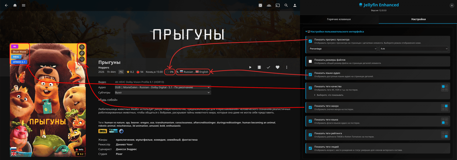 Настройки плагина Jellyfin-Enhanced